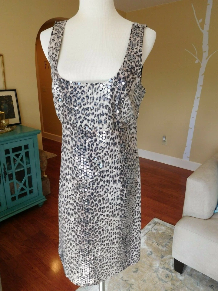Gorgeous BAILEY 44 Sequined Animal Print Sleeveless Sheath Dress 10 EXCELLENT!!! - Image 2 of 4