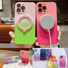 Rotatable Magnetic Ring Stand Rainbow Hard Case Cover for iPhone 12 13 14 15 16