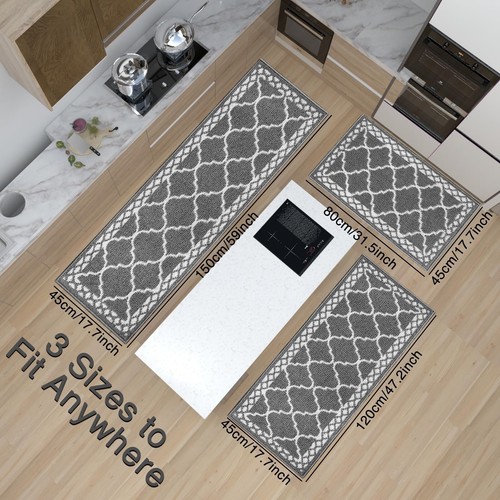 Kitchen mats for Floor 3 Piece Set,Soft Comfort Kitchen Runner Rugs Non Skid ... - Picture 2 of 7