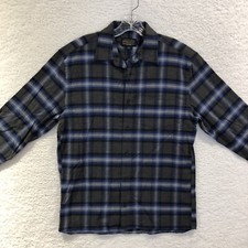 Pendleton Mens Mason Flannel Size Small Button Down Shirt Blue Gray Plaid