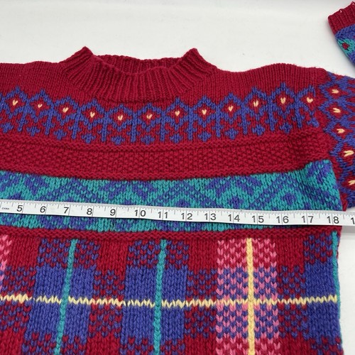 Vintage 90s SLYR Sportswear Wool Crewneck Pullover Grobstrick Pullover Bunt S - Bild 5 von 7