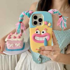 3D Fun Cute Pink Braid Girl Silicone Case Cover Fr iPhone 14 13 12 15 16 Pro Max