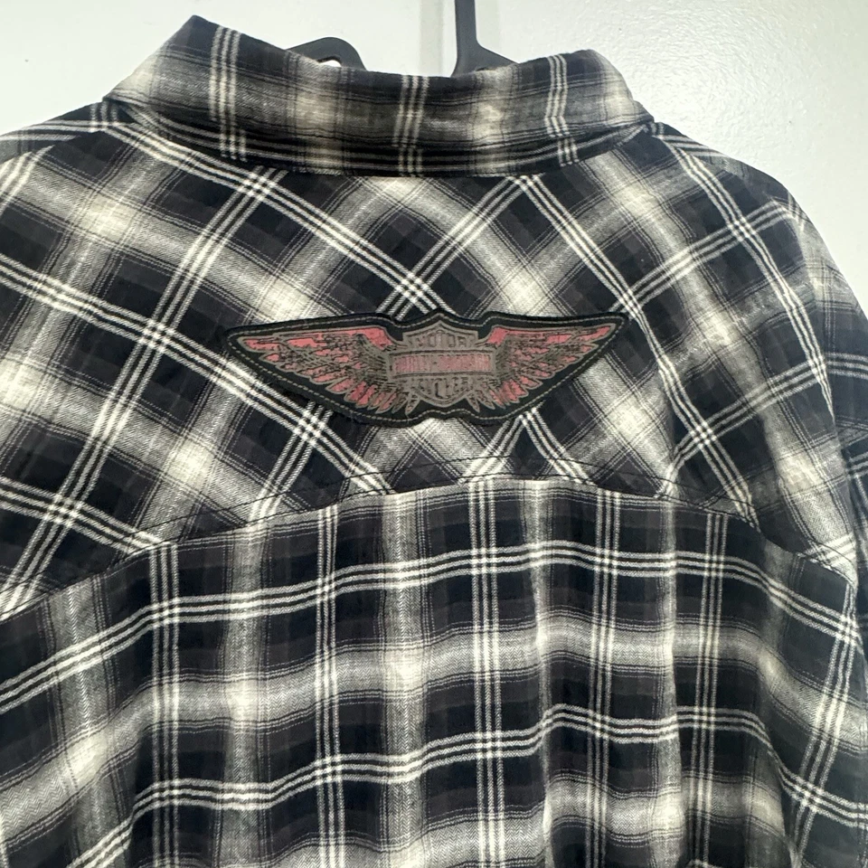 Camisa de manga larga Harley-Davidson XL con logotipo a cuadros con botones para hombre Foto 4 de 4