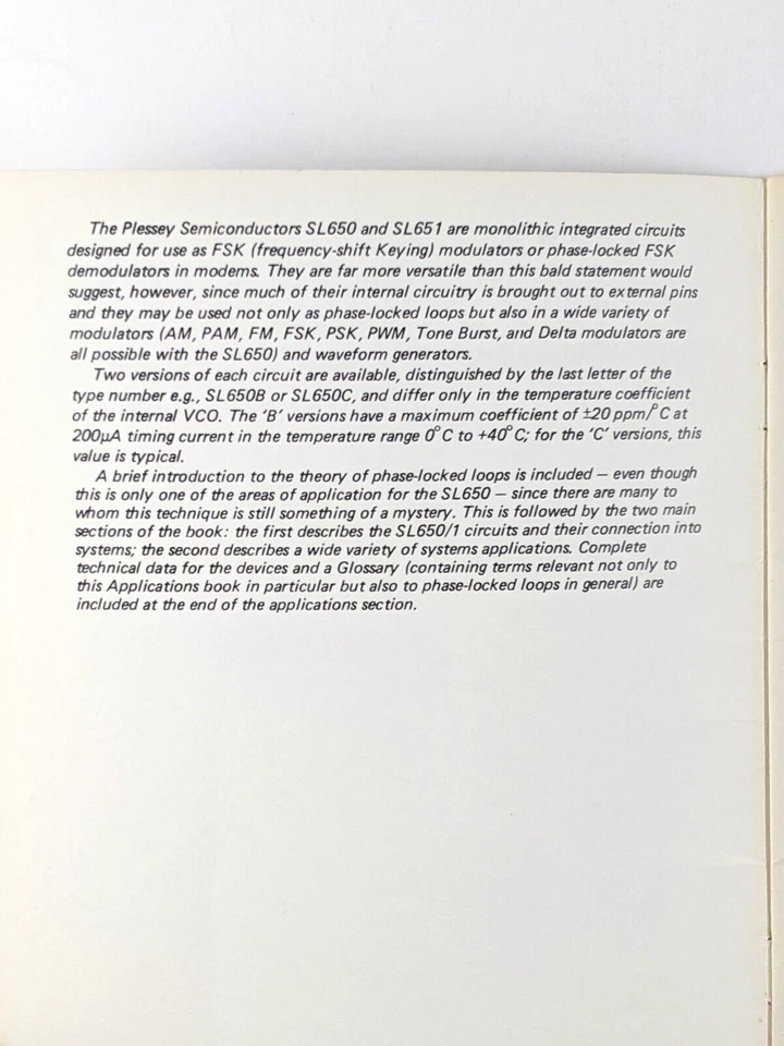 SL650 SL651 Aplicaciones de bucle con bloqueo de fase, semiconductores Plessey Foto 3 de 4