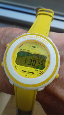 Casio TPC-10 Yellow Modul 1075 Japan P Vintage Kollektion NOS Uhr Watch Fon