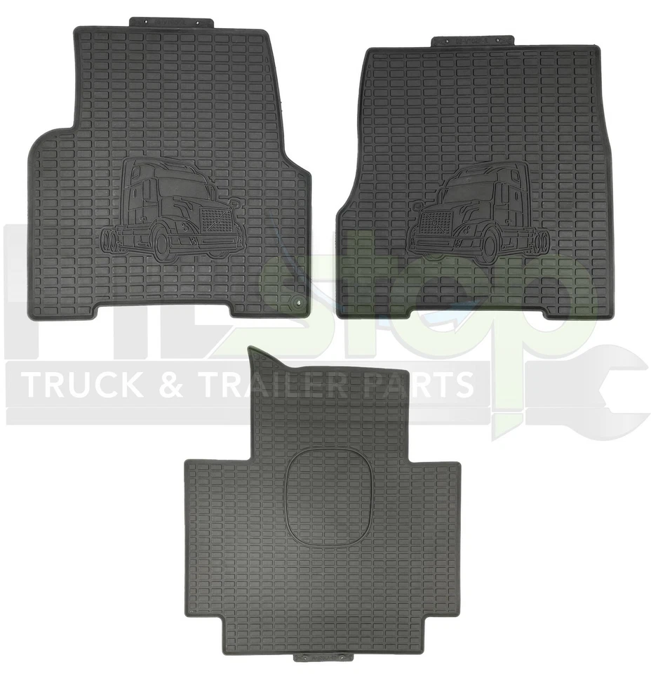 Volvo VNL 2004-2017 All Weather Floor Rubber Mats Liners 3 PCS SET Carpet - Image 2 of 4