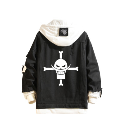 Men Women Black Jeans Coat Anime White Beard Denim Jacket Men Women Black Jeans Coat Anime White Beard Denim Jacket
