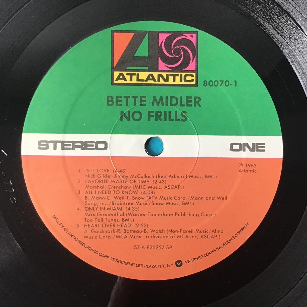 Bette Midler ‎– No Frills LP (Atlantic Records) | eBay