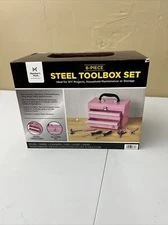 Steel Toolbox Set in Pink-6pc Complete Set-Members Mark