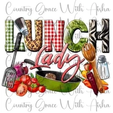 Sublimation Transfer Print Lunch Lady Ready to Press Heat Transfer