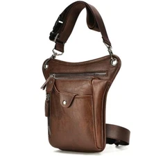 Vintage Leather Waist Pack Drop Leg Bag Men Women Belt Hip Bum Bag Multi-Purpose