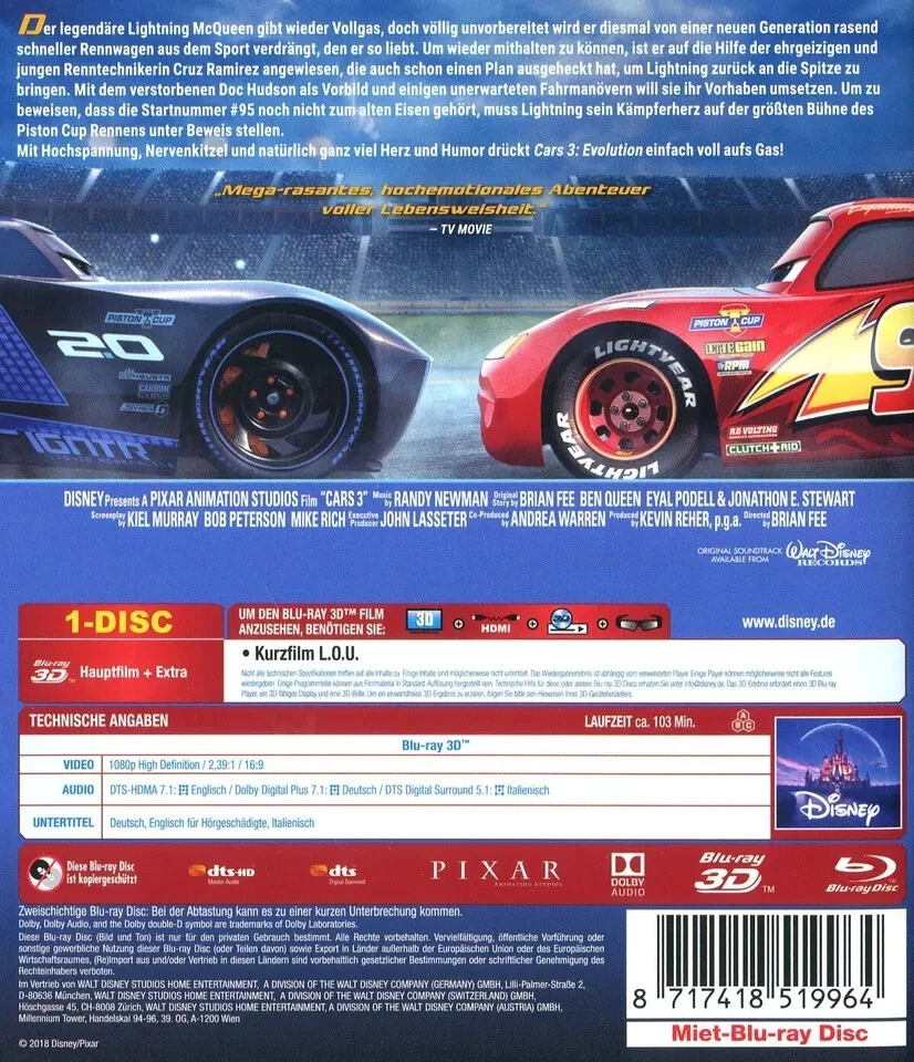 Cars 3 - Evolution 3D [Blu-ray] (S2/4) - Bild 2 von 3