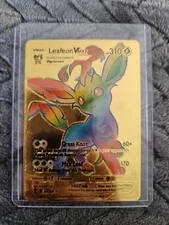 Leafeon Vmax Rainbow Gold Foil Fan Art Vinyl Collector Pokemon Card