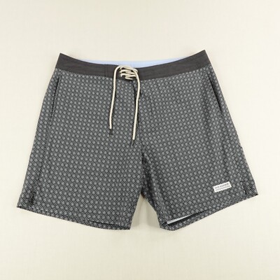 Fair Harbor Board Shorts Mens 36 Black Diamond Print Bathing Suit Swim Trunks