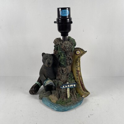 Grizzly Bear Mountain Lamp Small Nightstand NO SHADE Cabin Decor Canoe