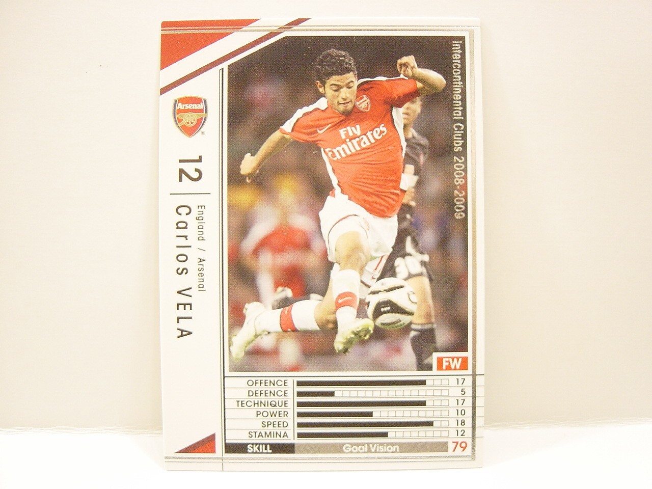 Panini WCCF 2008-09 Carlos Vela 1989 Mexico No.12 Arsenal FC England Rookie Card
