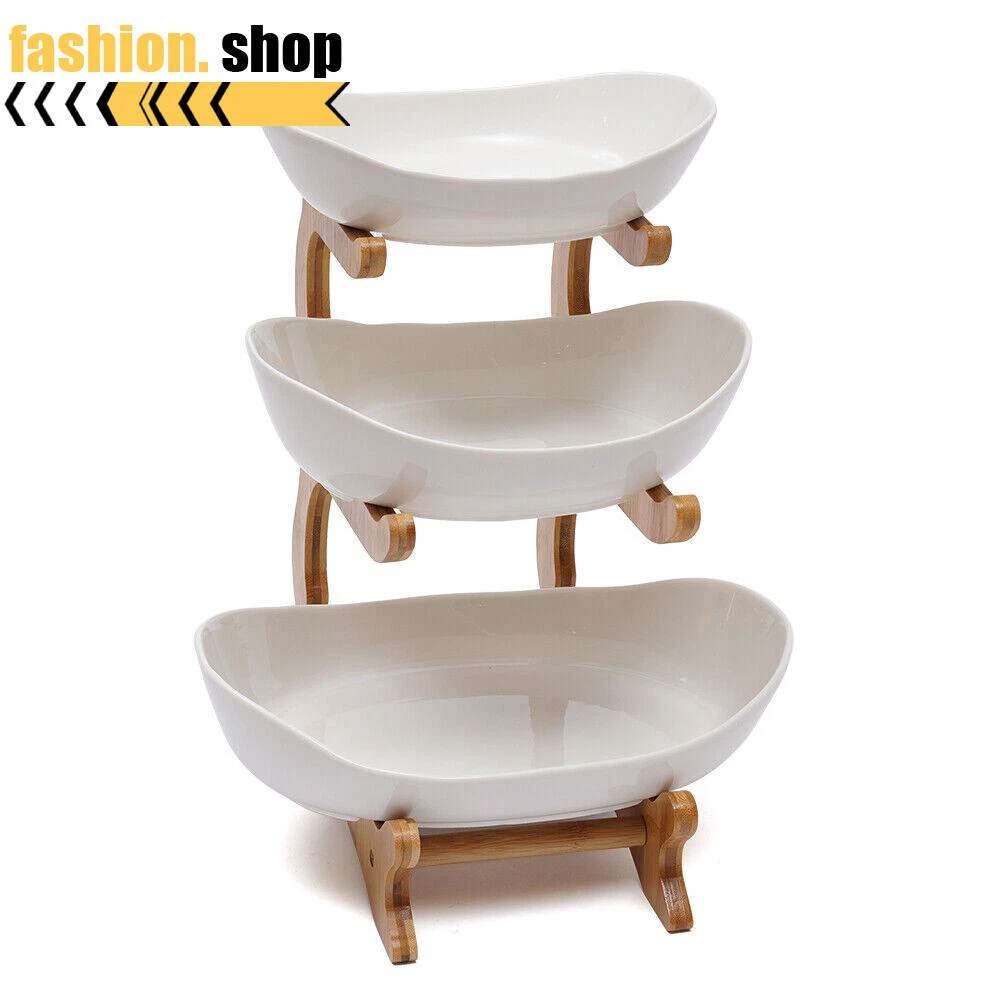 3-Layer Fruit Tray Storage Rack Vegetables Snacks Storage Plate Holder White NEW