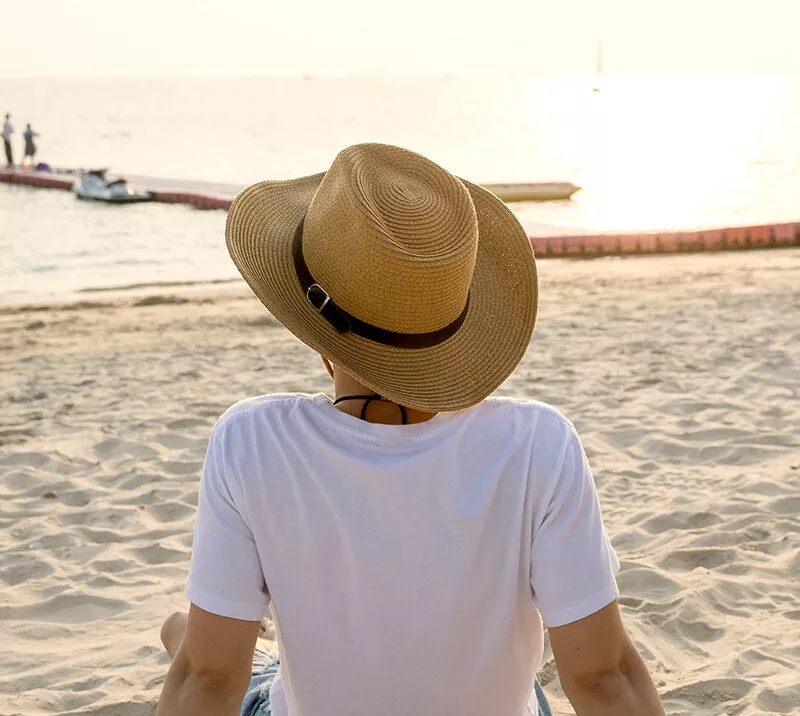 Summer Mens Straw Hat Outdoor Sunblock Breathable Beach SunHat Fishing Cap