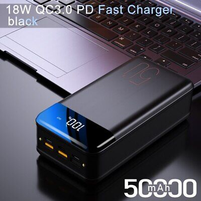 Power Bank 50000mAh Portable Charger With LED Light Large Capacity  PowerBank 50000 mAh External Battery For 13 X