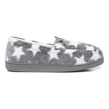 The Slipper Company Womens Slippers Grey Adults Ladies Moccasin Star Print SIZE