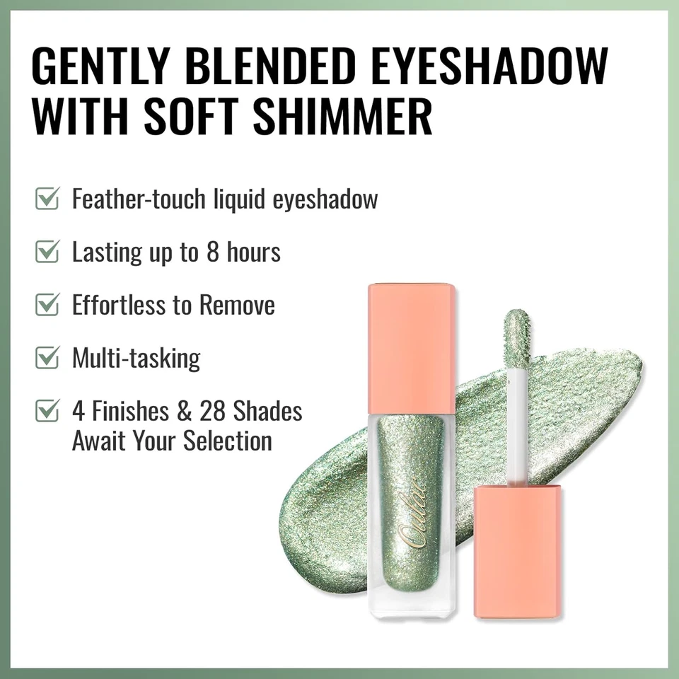 Ombretto Glitter Verde-Eyeliner Liquido Metallico Con Riflessi Brillanti,Sfumabi - Immagine 3 di 4