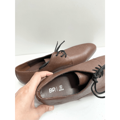 BP Derby Shoes Mens Size 8.5 Brown Leather Textured Plain‎ Toe Lace Up Shoes New BP Dress Shoes Mens Size 8.5 Brown Derby Textured Leather  main image 3