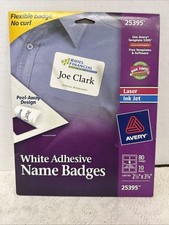 Avery 25395 2.1/3x33/8 in. Flexible Name Badge Labels - White 80/Pack New