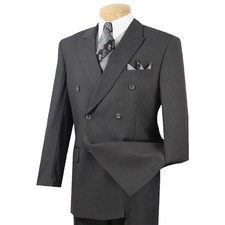 BIG  TALL Men's Dark Gray Double-Breasted Suit w/ Adjustable Waist, Reg-Fit NWT