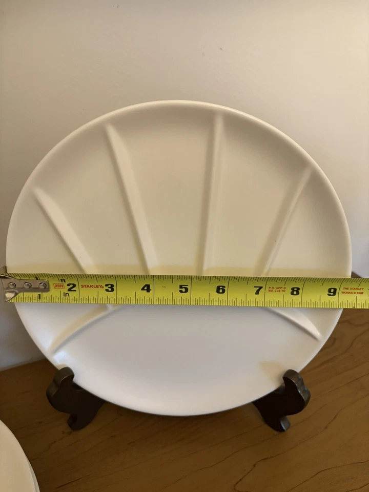 Set Of 4 Off-White 9.25” Ceramic Divided Fondue/Sushi Plates - Image 4 of 4