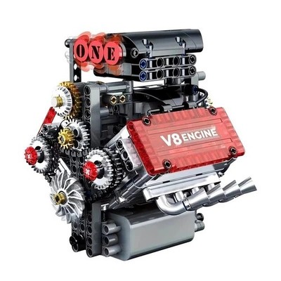 Motorisiertes V8 Motor Simulationsmodell | Elektroantrieb Ziegel Auto Bausatz Spielzeug
