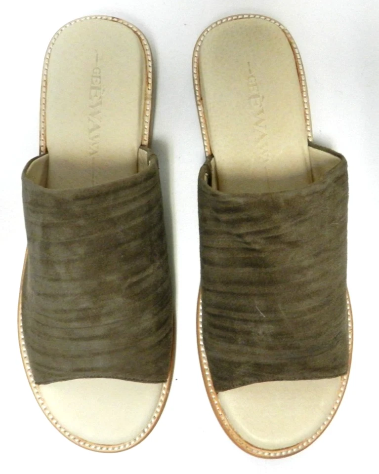 Gee Wawa Anthropologie Gamuza Cuero Ariel Marrón Slides Sandalias Planas NUEVO 8.5 Foto 2 de 4