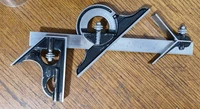 Vintage Starrett 4-Piece Combination Square Set No 490 Protractor 12" Rule 16R