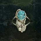 Vintage Sterling Silver Spiderweb Turquoise Navajo Jack Wittaker Ring 8 Flower