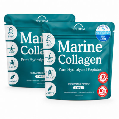 2 Pack Marine Collagen Powder Hydrolyzed Type I 10.5oz Wild Caught Fish Peptides