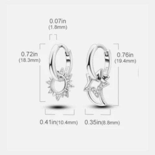 creolen silber 925 anhänger Sonne Mond Stern - Bild 3 von 3
