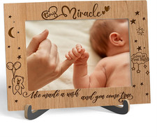 New Baby Gift Photo Frame - We Made a Wish and You Come True - Tiny Rustic