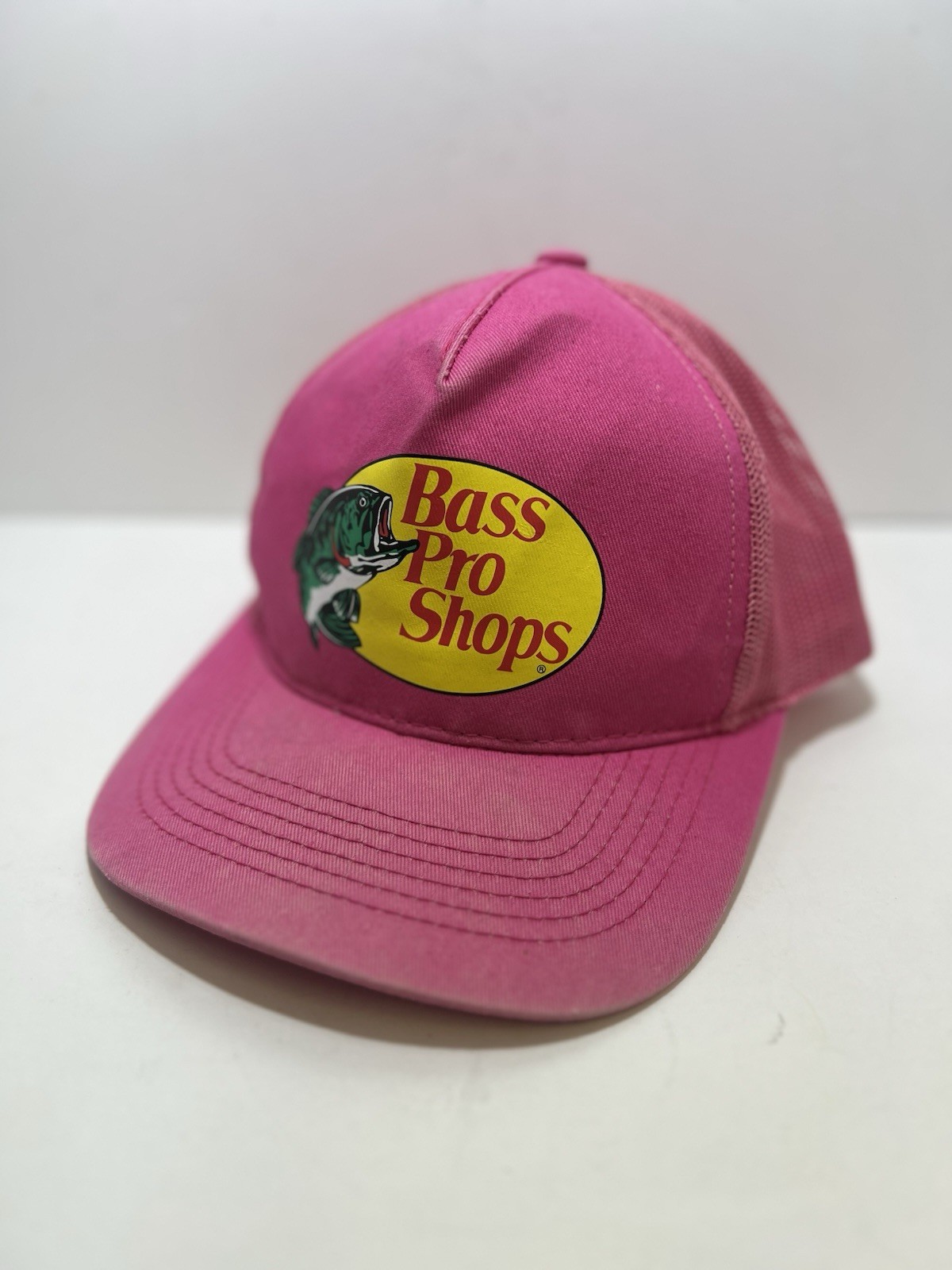 Bass Pro Shops Womens Trucker Hat Ball Cap SNAPBACK Pink Mesh Back Gone Fishing