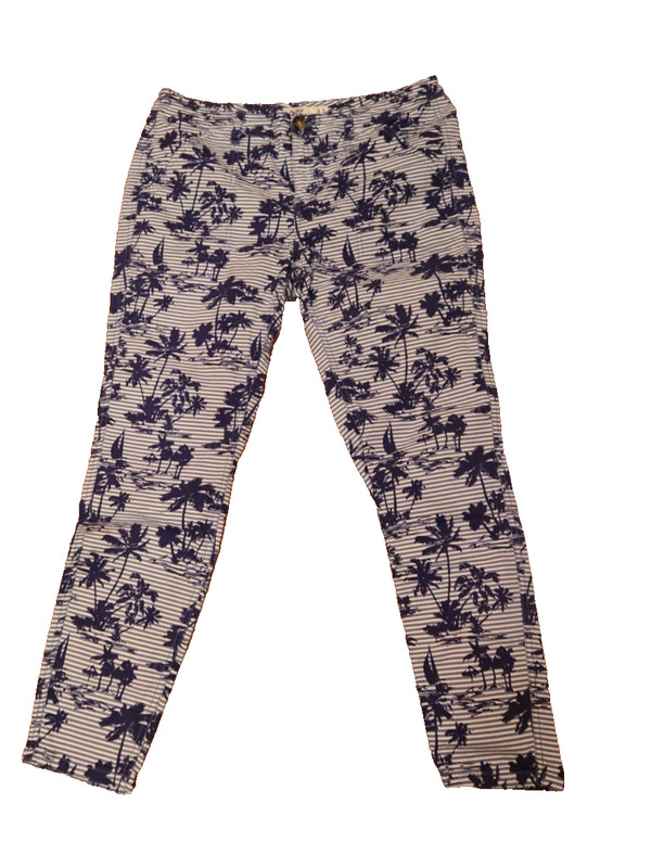 Vineyard Vines ladies Blue/White Palm Tree Pants size 10 casual beachy