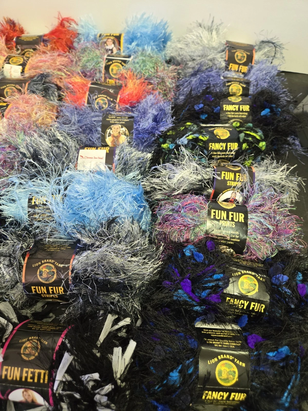 HUGE Lot Of Lion Brand Fun Fur Yarn All Brand New!! image 6