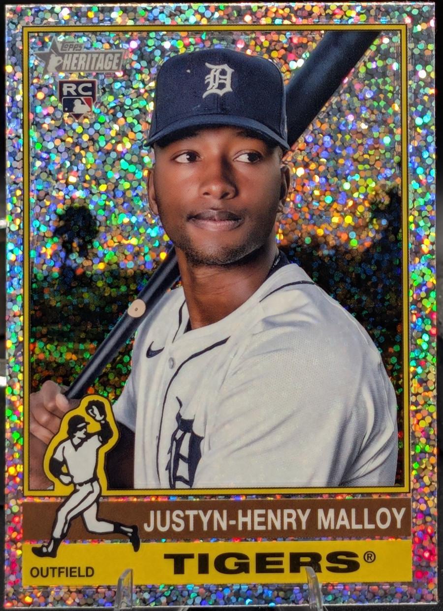 2025 Topps Heritage Chrome Justyn-Henry Malloy Silver Sparkle RC #305 Tigers