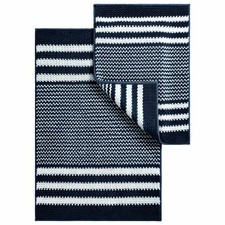 2 PCS Navy Blue Bath Rug Set, 24x35, 16x24, Soft Chenille, Absorbent