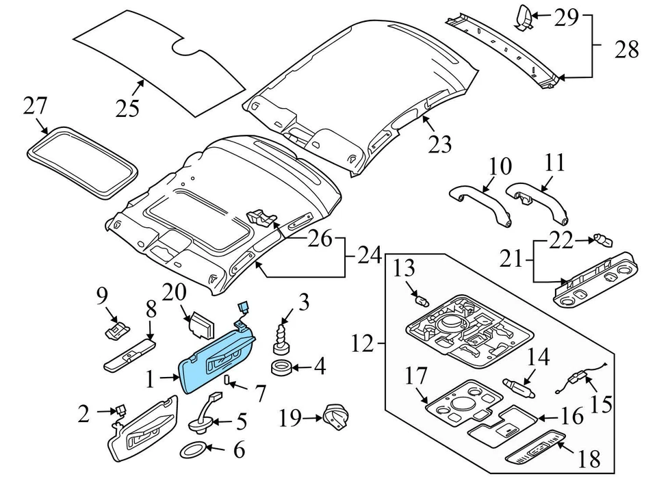 AUDI A4 2002-2008 - Parasol derecho/espejo 8E0857552F Foto 4 de 4