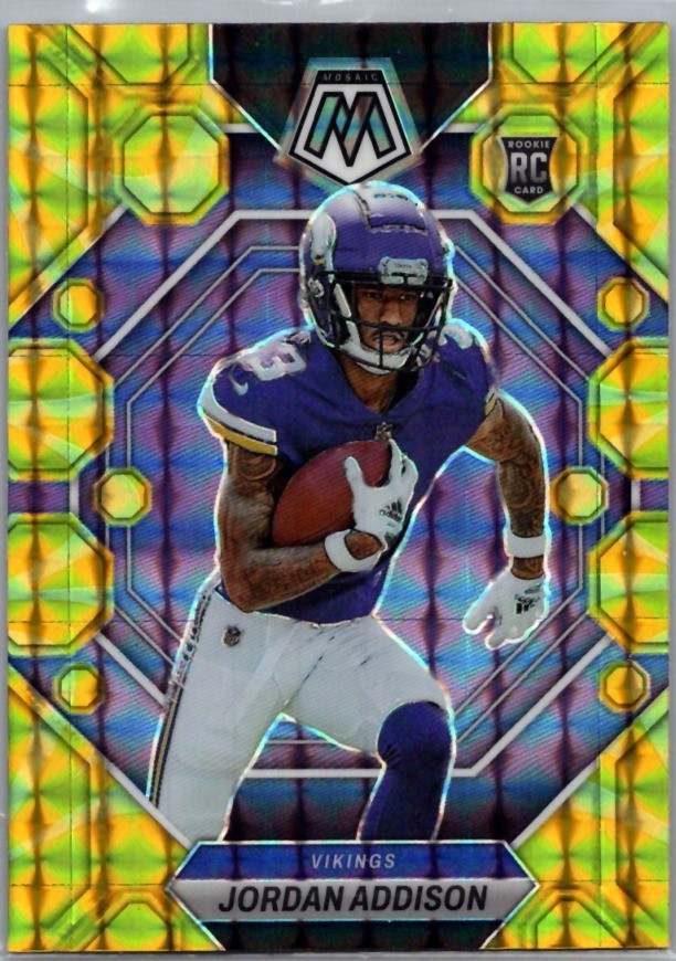 2023 Panini Mosaic #337 Jordan Addison Reactive Yellow Mosaic