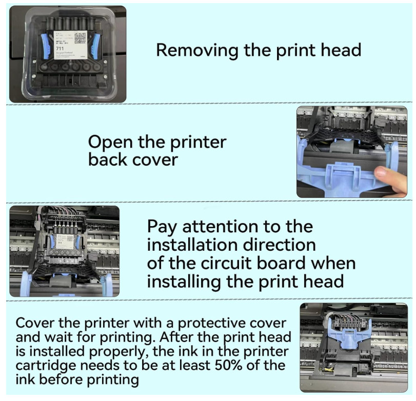 711 Printhead Kit (C1Q10A Pinter Head) Replacement for HP T530 T525 T520 T130 T1