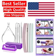 All-in-One Nail Care Kit: Purple Nail Files, Cuticle Nippers & Ingrown Tool