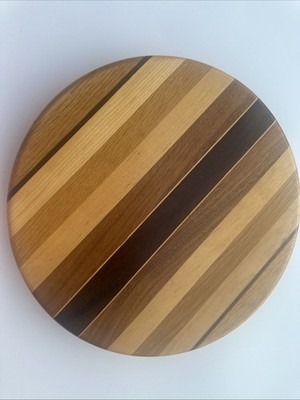 Signed David Levy CA Mixed Wood Spinning Lazy Susan