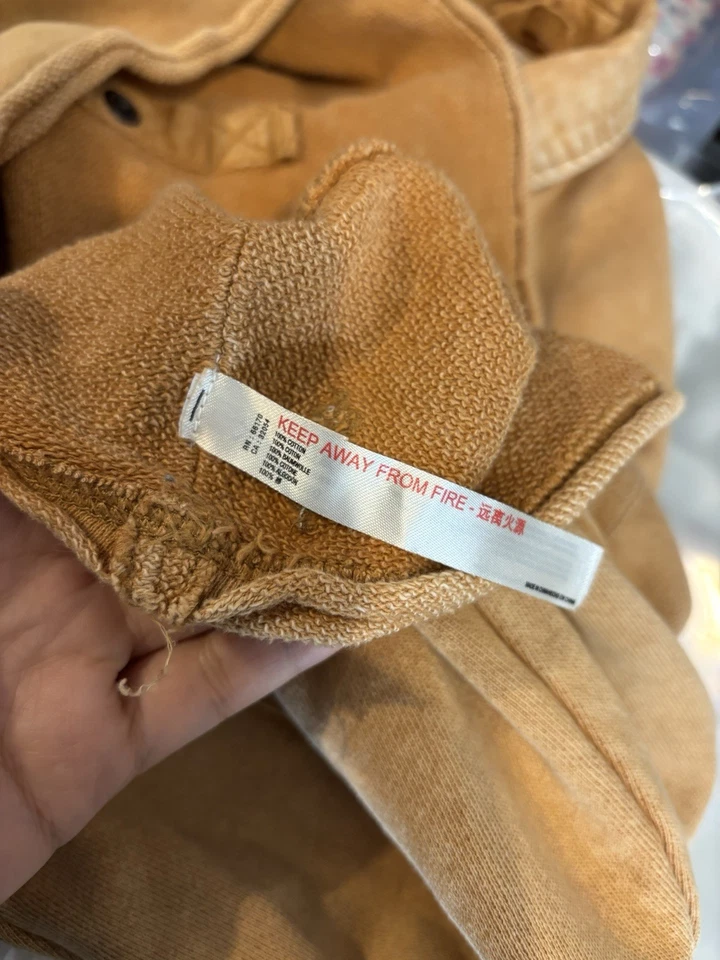 Free People Movimiento Sudadera Recortada Suéter Talla M Naranja Boho Cuello Henley Foto 3 de 4