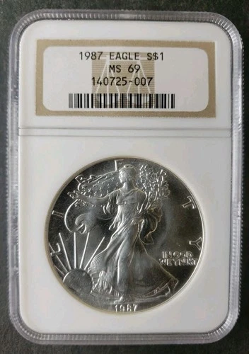 1987 $1 American Silver Eagle Dollar NGC MS69