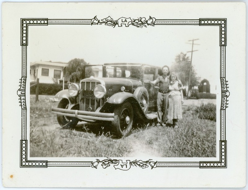 Vintage L.A. Olympics Bordered Snapshot Big 1925-29 Franklin 130 135 137 Sedan