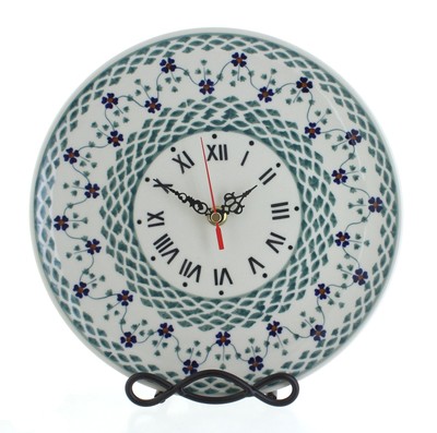 Blue Rose Polish Pottery Sage Floral Clock